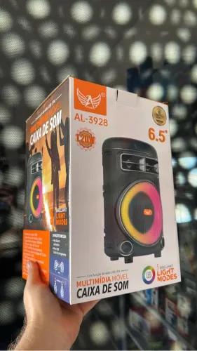 Caixa de som Bluetooth com led rgb e entrada para microfone 