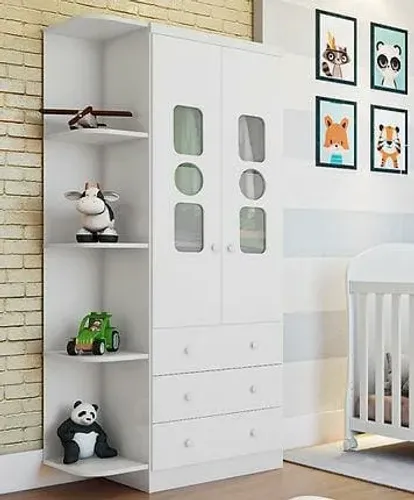Roupeiro 2 Portas Tedy com Prateleira, 100% MDF