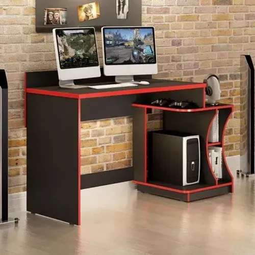 Mesa Gamer Valdemoveis Preto/Vermelho - Entrega Rápida!