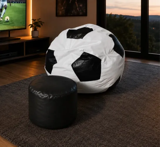 Puff bola com encosto + apoio de pé 