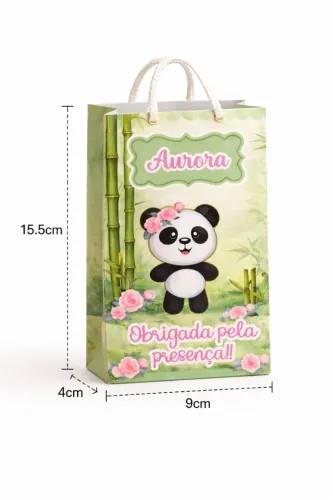 Kit 10 Sacolinhas surpresa Ursinho Panda personalizada - Pegue e monte
