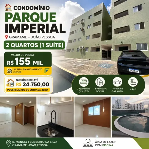 Condomínio Parque Imperial - 2 Quartos(1 Suíte) - Gramame