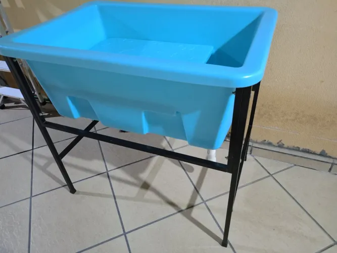 Banheira Pet para Banho e Tosa com Suporte, Plataforma Removível e Dreno - Usada