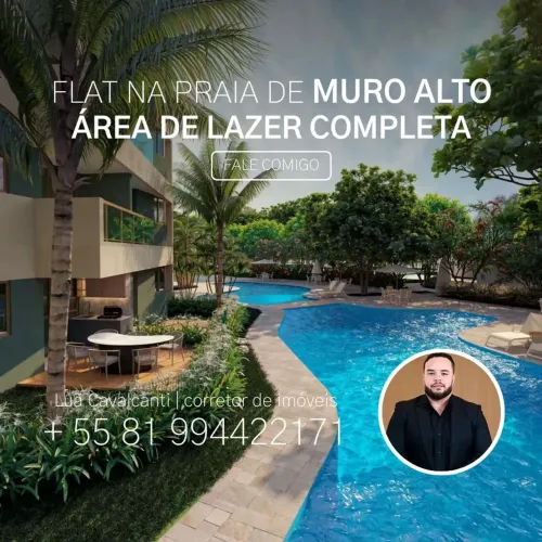 FLAT EM  MURO ALTO | 2 QUARTOS | PERNAMBUCO CONSTRUTORA | LAZER COMPLEO MAIOR RESORT DE MU