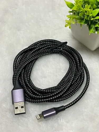 Cabo USB para iPhone TOPK 2m Reforçado Nylon Trançado Alta Durabilidade