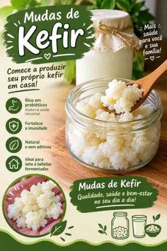 Muda de Kefir de Leite (Grãos Vivos Prontos para Cultivo)