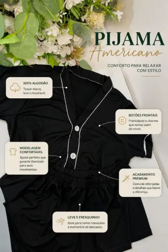 Pijama americano 100% algodão