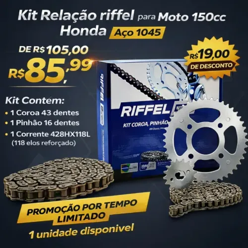Kit Relação Riffel Honda 150cc Aço 1045