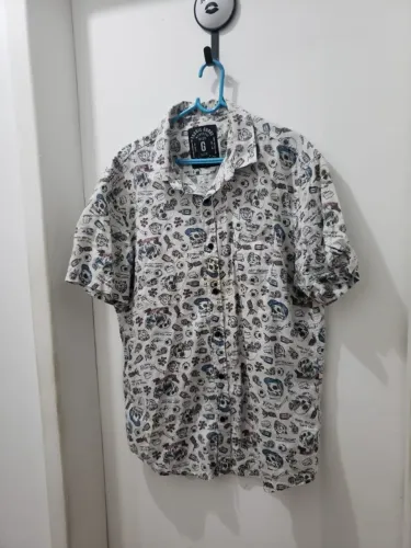 Camisa estampa caveira Manga Curta Blue Steel Tamanho G
