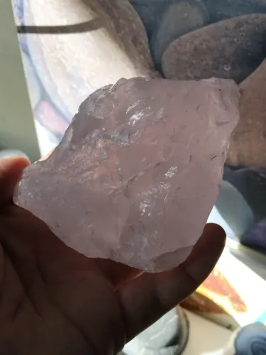 Arte em Quartzo rosado natural 445g