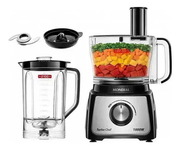 Multi-processador de Alimentos Mondial 1000W Preto Turbo Chef MPN-02-BE 3 em 1 3097-02