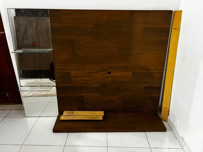 Painel para TV com Espelho + Painel Marrom | Combo ou Separados