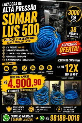 Lavadora de Alta Pressão Somar Lus 500 + 30m de Mangueira 3000 PSI