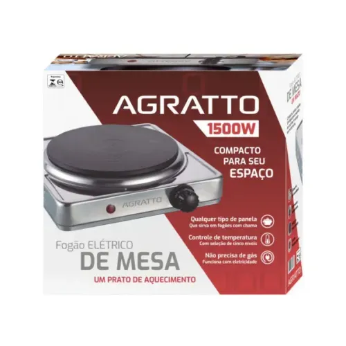 Fogão Elétrico Agratto 1 Boca Novo com NF