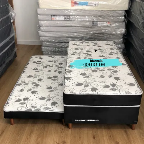 Cama Box Solteiro com auxiliar- Novas