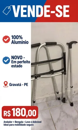 Andajá com rodas e bengala todos de alumínio novo