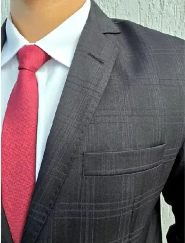 Terno Slim Italiano Enzo Toscani Preto Xadrez Tam 48 - Príncipe de Gales- BARATO!!!