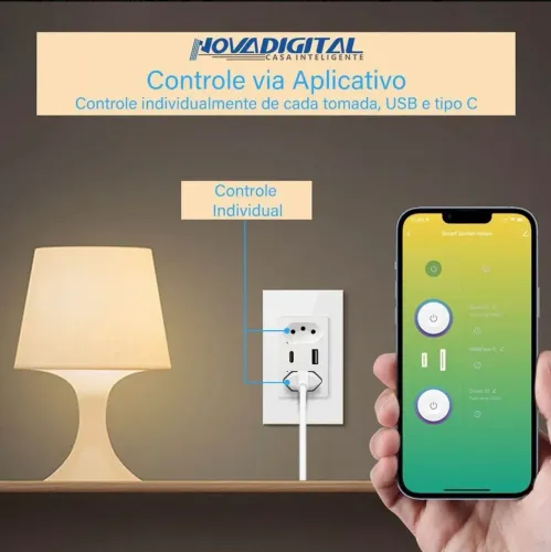Tomada Inteligente USB-C + Instalação Inclusa