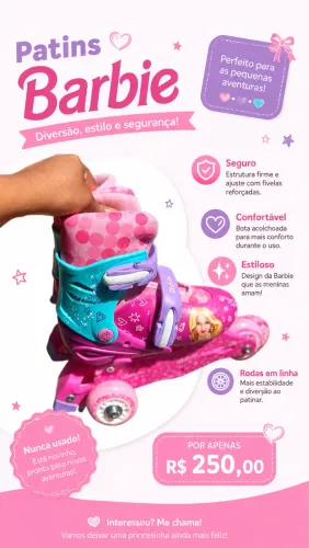 ? PATINS BARBIE - NOVO, NUNCA USADO!