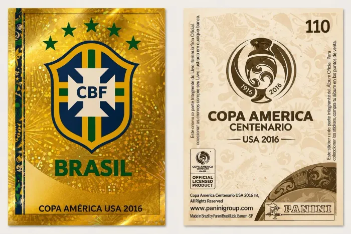 Figurinha Especial Dourada CBF Brasil nº 110 - Copa América Centenário USA 2016 - Panini