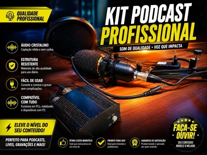 Microfone Bm800 + Phantom Power e braço articulado