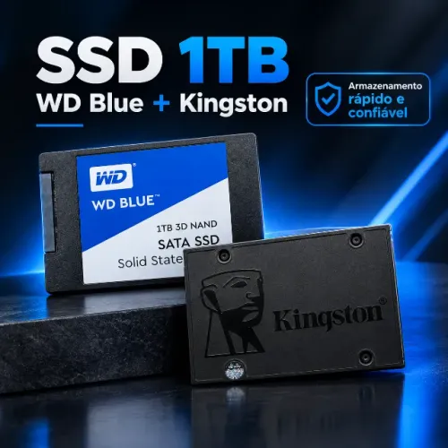 Kit SSD Sata WD Blue 1TB e 480GB Kingston de Alta Velocidade
