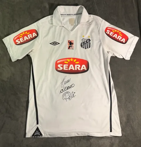 Camisa Santos 2010 - De jogo autografada - Pelé