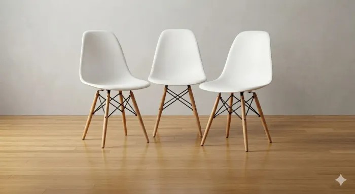 Jogo com 3 Cadeiras Charles Eames Eiffel Brancas - Ótimo Estado