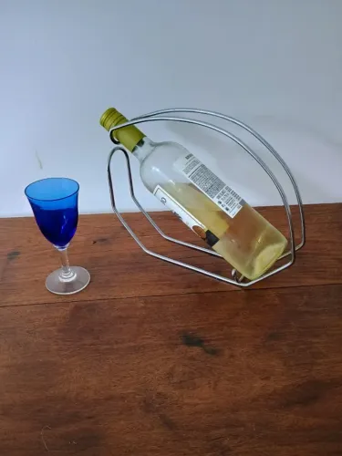 taça de vinho azul - cristal conjunto com porta garrafa