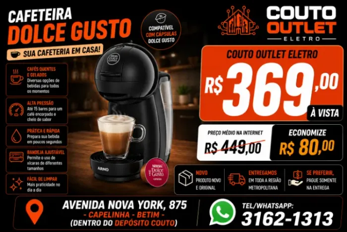 CAFETEIRA DOLCE GUSTO - A QUERIDINHA DO MERCADO- MAIS BARATO DA INTERNET