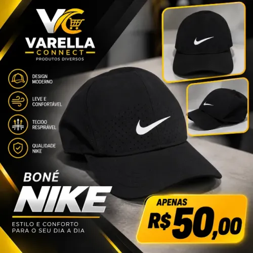 Boné Nike Preto Esportivo Respirável - Estilo Premium