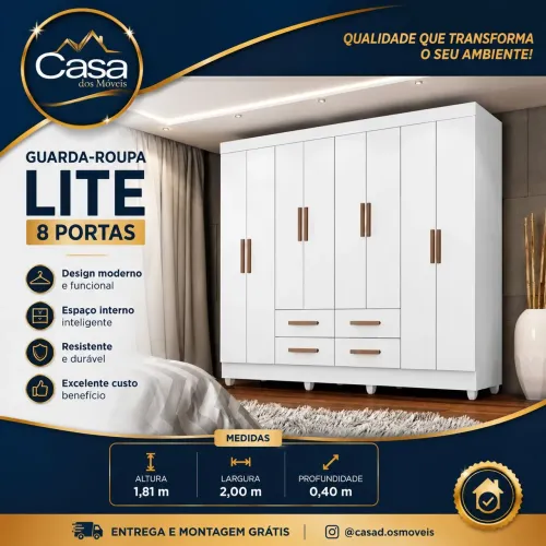Guarda roupa Lite 8P - Branco