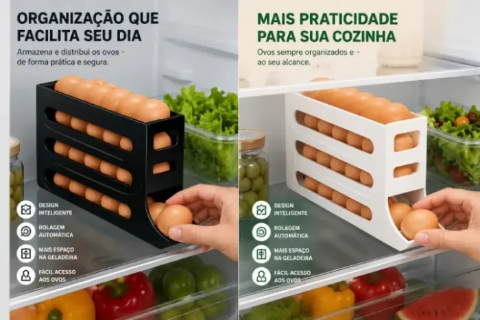 Porta Ovos Deslizante Automático para 20 a 30 Ovos Novo