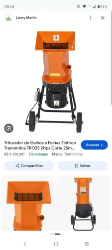 Triturador de folhas e galhos Tramontina 