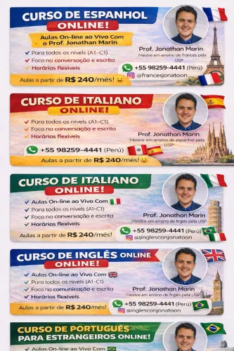 / AULAS/CURSO/ Alemão, inglês, francês, português, italiano e espanhol com atuação