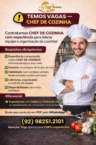 Contrato Imediato Seg a Sab Cozinheira com Experiencia.
