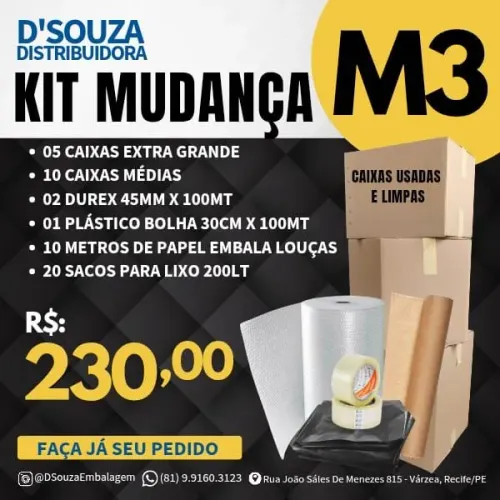 Caixas de Papelão para Empacotamento e kit mudança