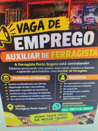 Auxiliar de atendimento - Ferragista 