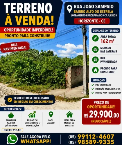 Excelente Oportunidade de Investimento no Alto do Estrela - Horizonte/CE!