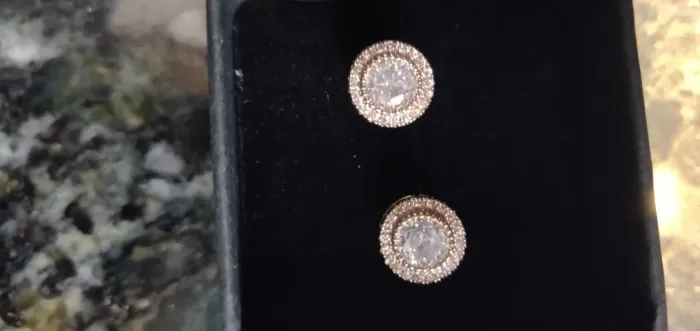 Lindo Brinco Rose Gold Halo Duplo Cravejado em Zircônias (Festa/Noiva)