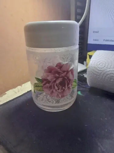 Antigo Pote de vidro com design floral vintage