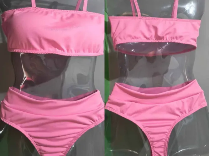 Biquíni hot pant M rosa chiclete