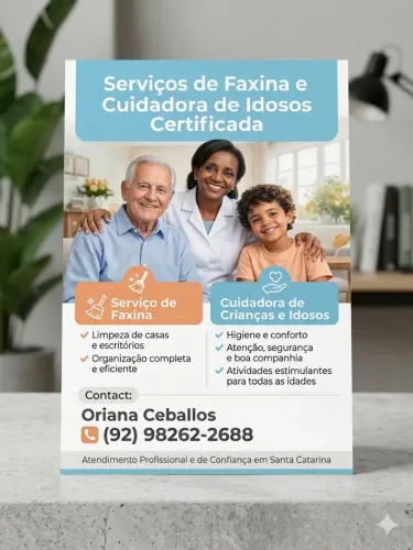 Serviços de Faxina e cuidadora de Idosos certificada