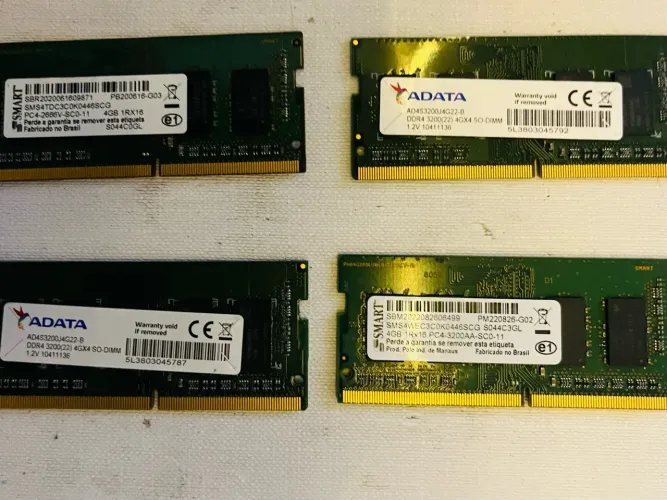 Memória RAM Notebook DDR4 4GB 3200MHz ADATA e SMART SO-DIMM