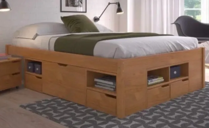 Cama Queen Multifuncional da Madeira Madeira