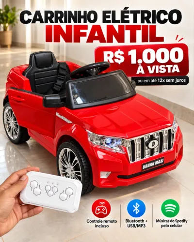 ? Carrinho Elétrico Infantil com Controle Remoto - Vermelho