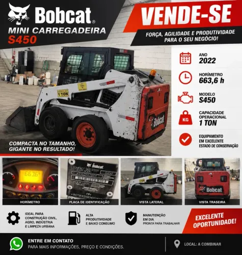 Bobcat S450 2022 | Mini Carregadeira | Apenas 663 Horas