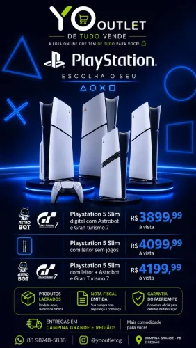 Playstation 5 Slim Digital, com leitor, com e sem jogos a partir de 3899,99