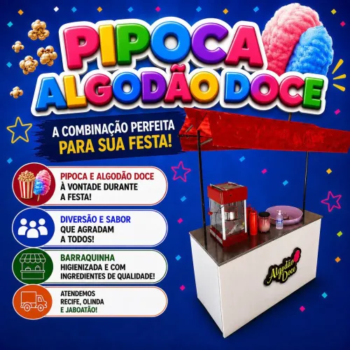 PIPOCA ALGODÃO DOCE KIT BABY FUTEBOL DE SABÃO TOBOGÃ FESTAS E EVENTOS 