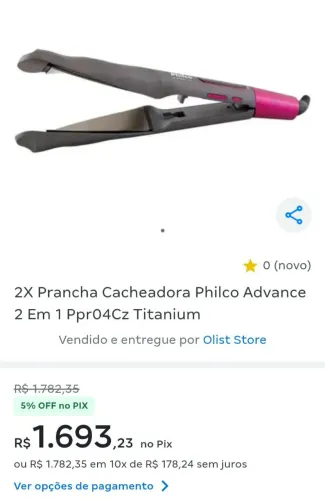 Prancha Cacheadora Philco Advance 2 em 1